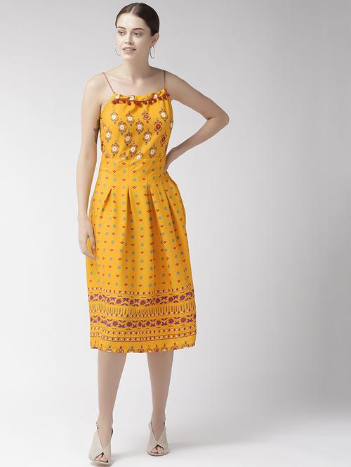 pom pom detail pleated a-line dress - 16642820 - Very Small Image - 1