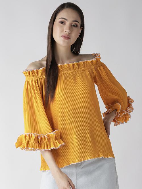 off shoulder ruffle detail top - 16642850 - Very Small Image - 1