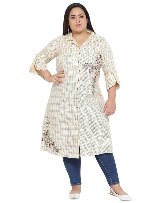floral embroidered a-line kurta - 16642931 - Very Small Image - 1