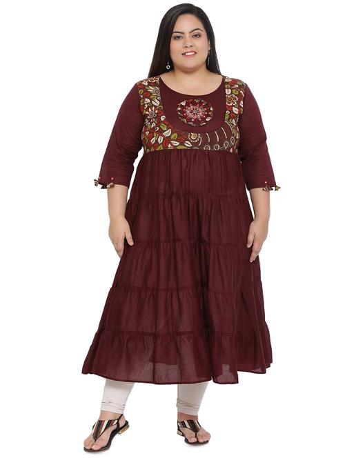 yoke print tiered kurta - 16642934 - Very Small Image - 1