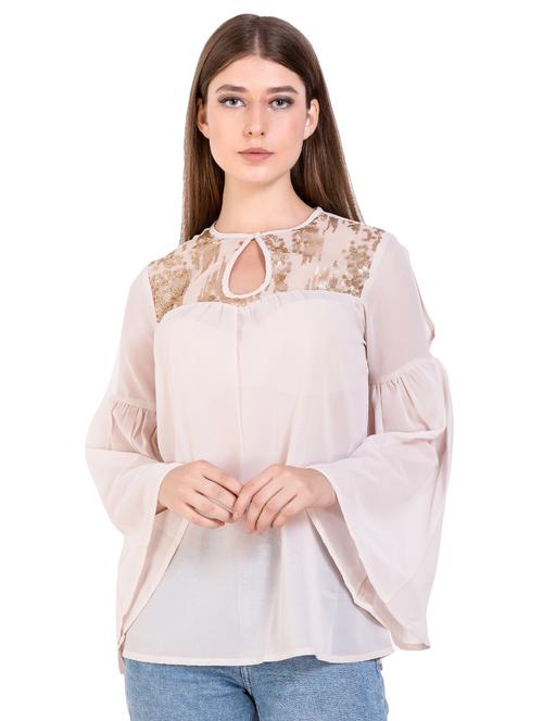 keyhole neck bell sleeved top - 16643689 - Very Small Image - 1