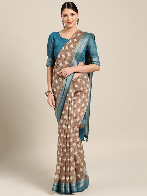 ikat bordered saree with blouse - 16643863 - Very Small Image - 1