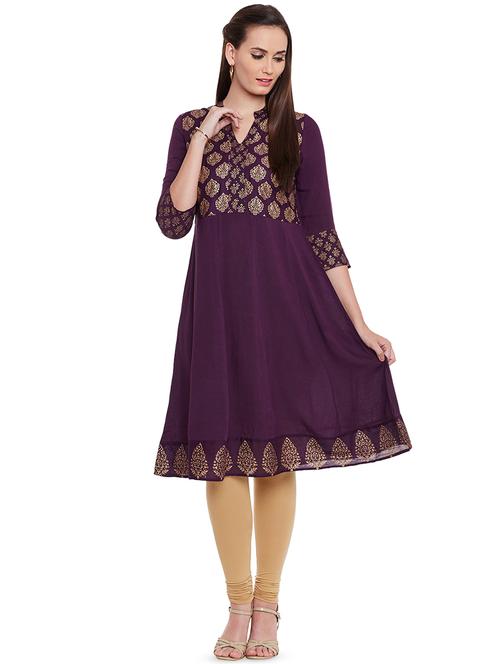 gold printed anarkali kurta - 16644741 - Very Small Image - 1