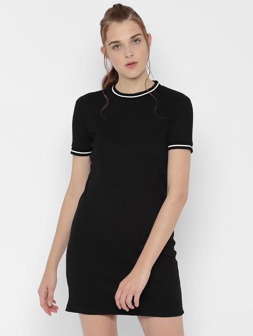 contrast ribbed bodycon dress - 16644759 - Very Small Image - 1