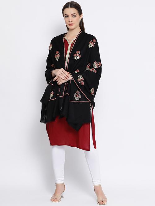 embroidered wool shawl - 16645174 - Very Small Image - 1