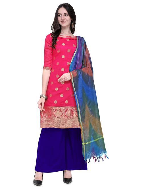 ethnic motif suit unstitched suit - 16645425 - Very Small Image - 1