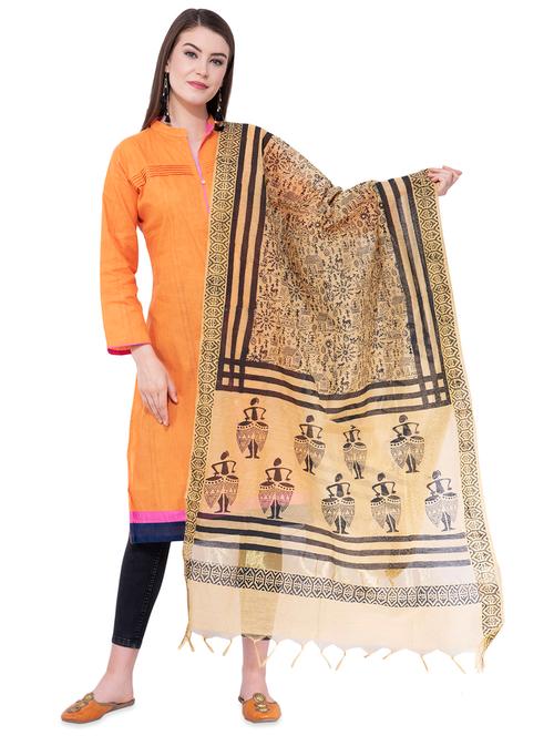 beige warli printed dupatta - 16645555 - Very Small Image - 1