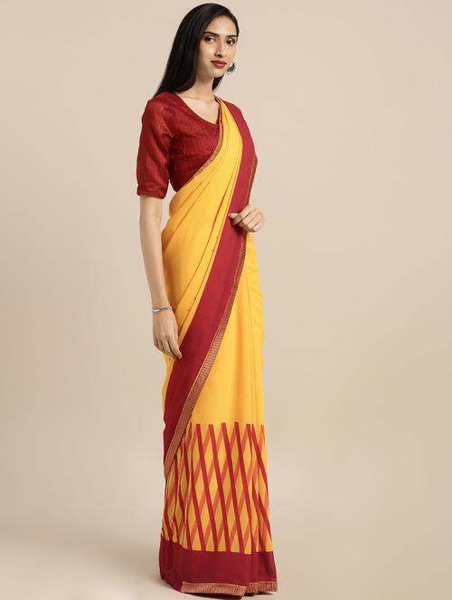floral printed saree with blouse - 16645609 - Very Small Image - 1