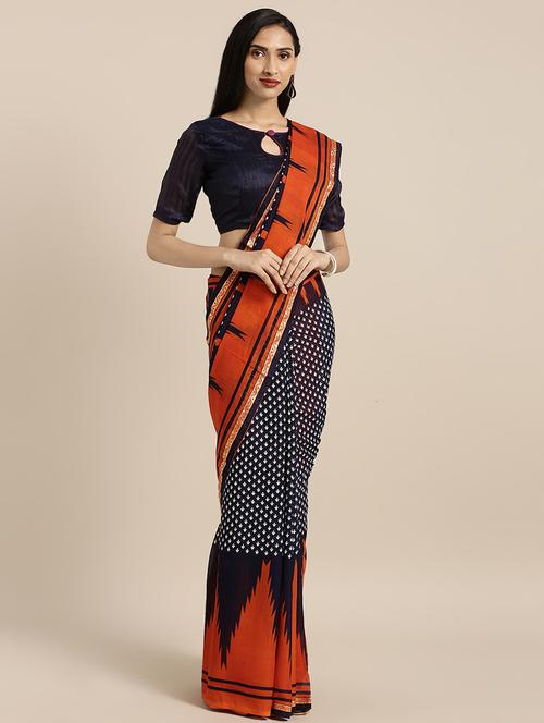floral printed saree with blouse - 16645629 - Very Small Image - 1