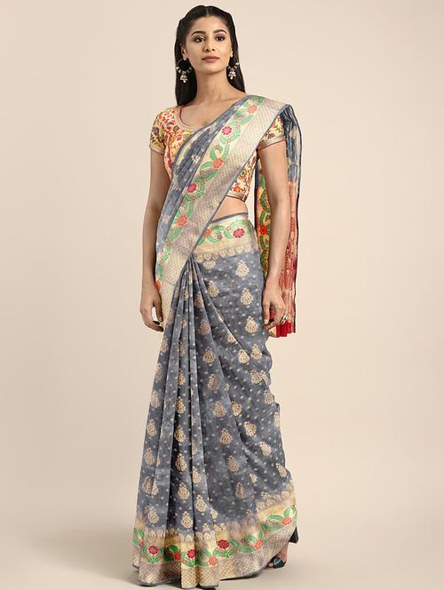 self-deign banarasi saree with blouse - 16645638 - Very Small Image - 1