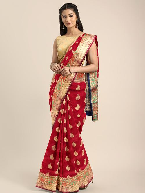 zari banarasi saree with blouse - 16645645 - Very Small Image - 1