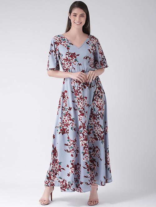 v neck floral maxi dress - 16645801 - Very Small Image - 1