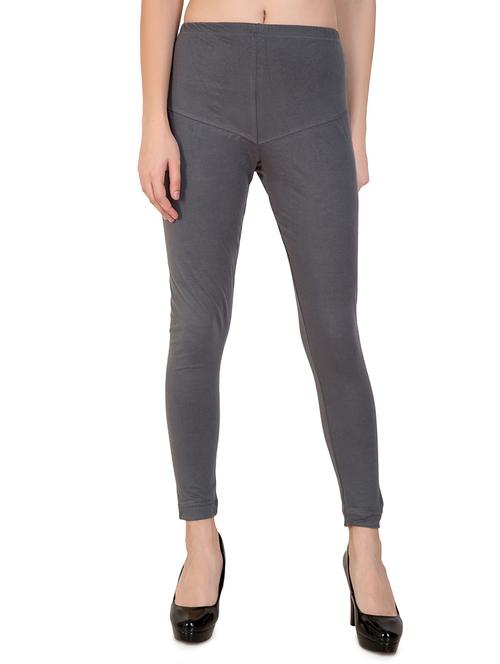 grey solid ankle length leggings - 16646233 - Very Small Image - 1