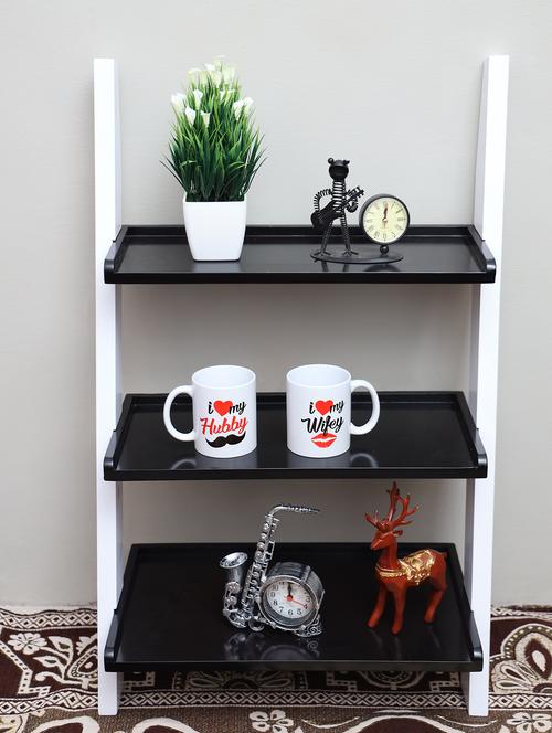 mdf wood ladder of 3 tier rack shelf (white-black) - 16649055 - Very Small Image - 1