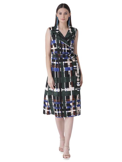 tie knot checkered a-line dress - 16649444 - Very Small Image - 1