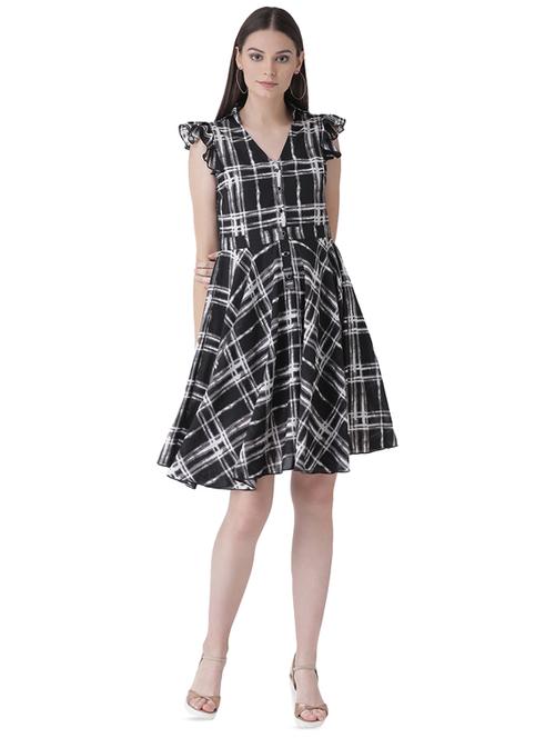 v neck ruffled a-line dress - 16649445 - Very Small Image - 1