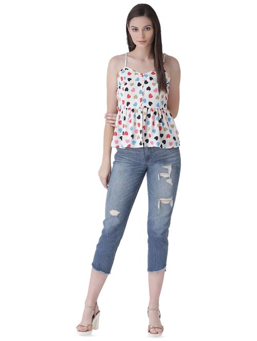 cami neck tie back peplum top - 16649464 - Very Small Image - 1