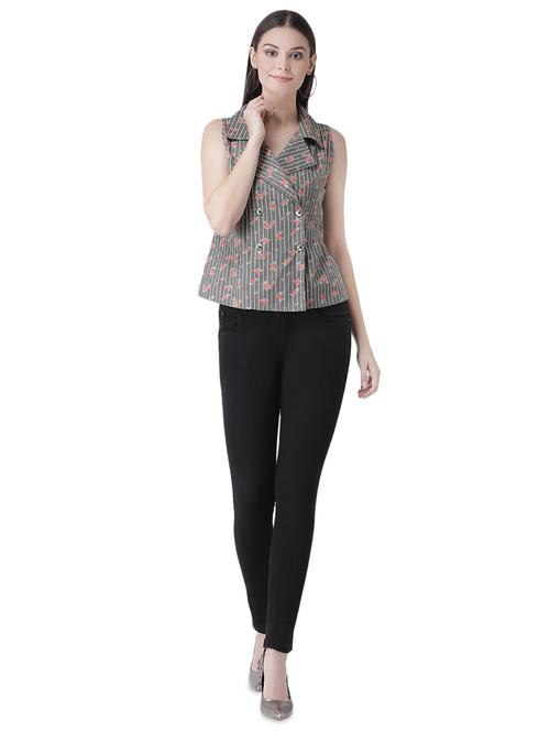 lapel neck floral top - 16649479 - Very Small Image - 1
