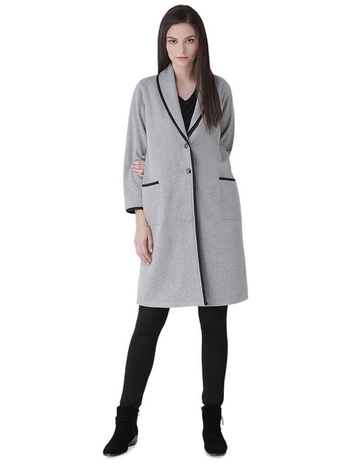 contrast piping long sleeved coat - 16649484 - Very Small Image - 1