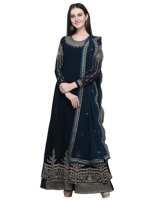 embroidered semi-stitched suit - 16649621 - Very Small Image - 1