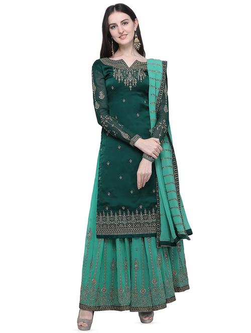 embroidered semi-stitched suit - 16649623 - Very Small Image - 1