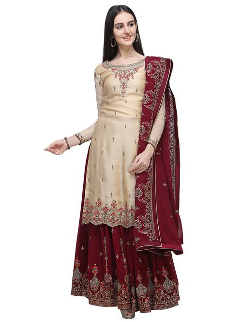 embroidered semi-stitched suit - 16649624 - Very Small Image - 1