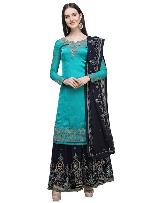 embroidered semi-stitched suit - 16649626 - Very Small Image - 1