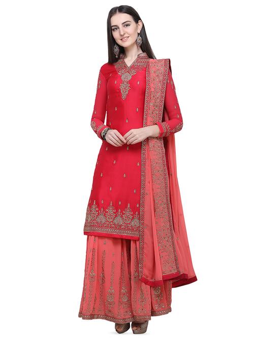 embroidered semi-stitched suit - 16649627 - Very Small Image - 1