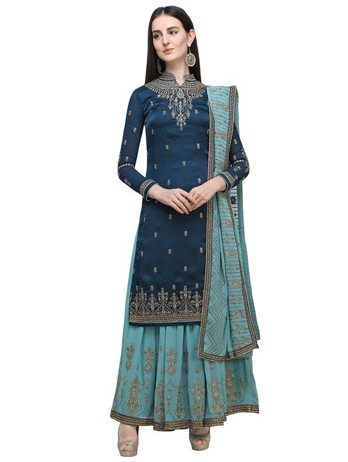 embroidered semi-stitched suit - 16649629 - Very Small Image - 1