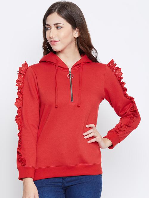 hooded neck frill detail sweatshirt - 16649946 - Very Small Image - 1