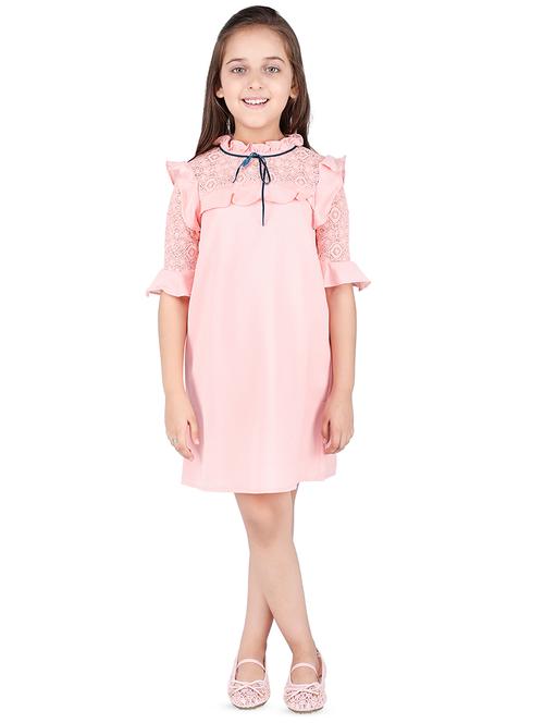 pink floral laced frock - 16650703 - Very Small Image - 1
