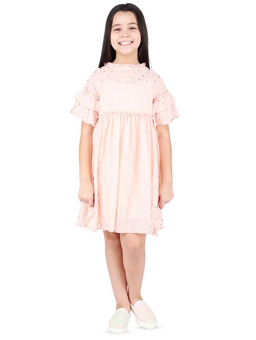 pink star printed frock - 16650707 - Very Small Image - 1