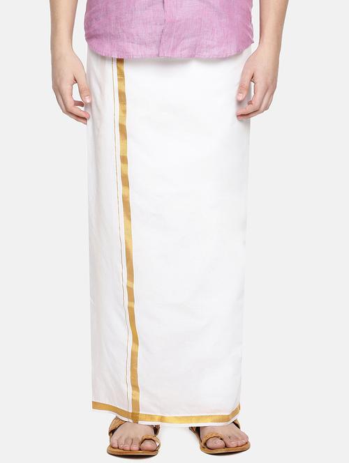 white solid dhoti - 16650879 - Very Small Image - 1