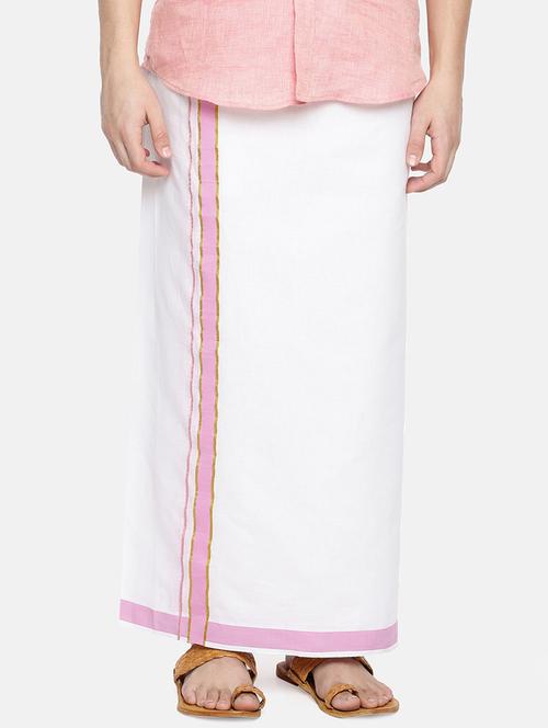 white solid dhoti - 16650889 - Very Small Image - 1
