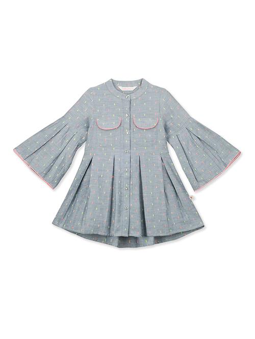 grey pleated frock - 16651226 - Very Small Image - 1