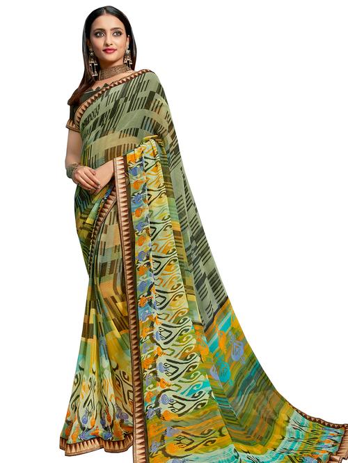 ikat printed saree with blouse - 16651284 - Very Small Image - 1