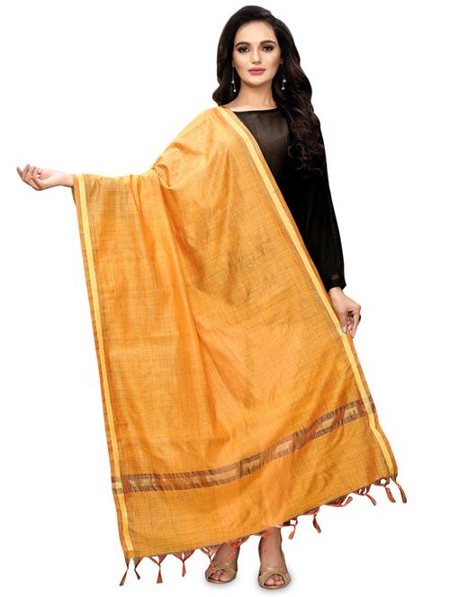 zari bordered plain dupatta - 16652302 - Very Small Image - 1