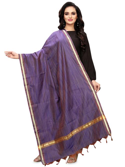 zari bordered plain dupatta - 16652306 - Very Small Image - 1