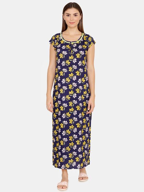 round neck floral nighty - 16654416 - Very Small Image - 1