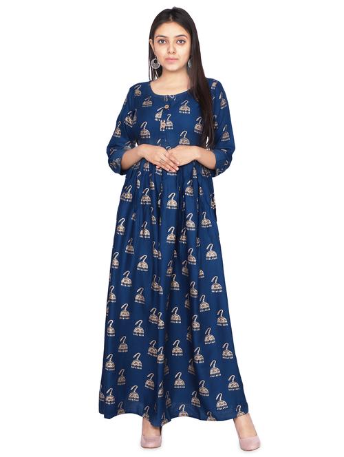 turquoise flared kurta - 16654527 - Very Small Image - 1