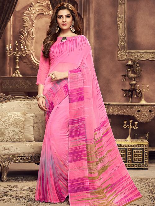 abstract printed saree with blouse - 16654583 - Very Small Image - 1