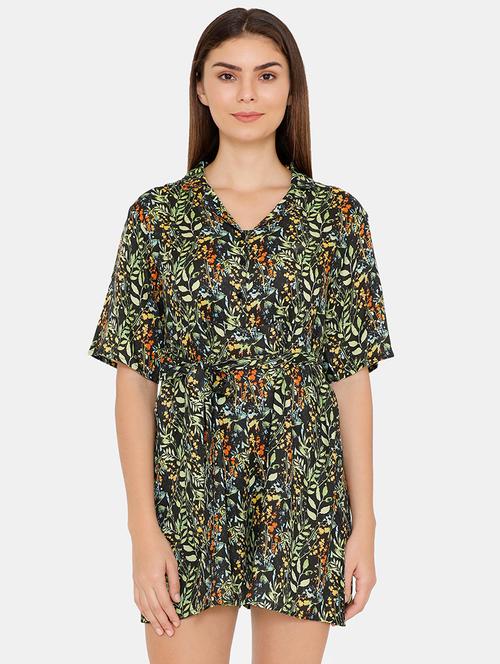 v neck floral sleepwear robe - 16654622 - Very Small Image - 1