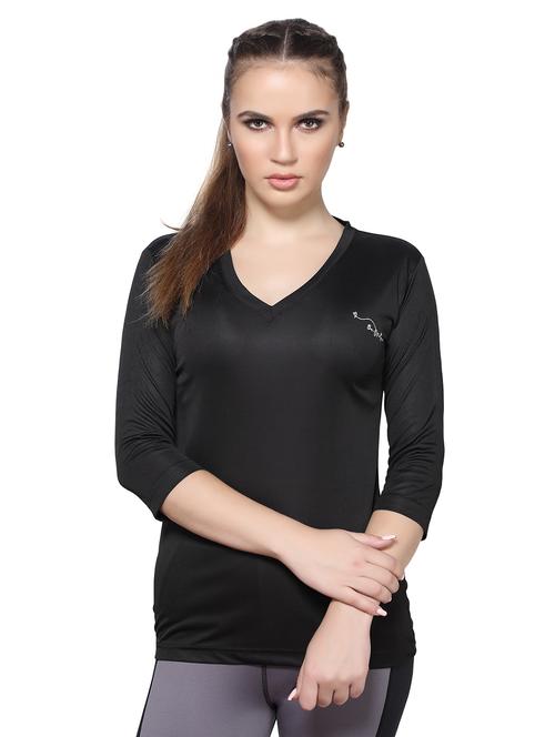 v neck solid top - 16656075 - Very Small Image - 1