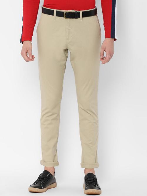 beige textured flat front casual trouser - 16656494 - Very Small Image - 1
