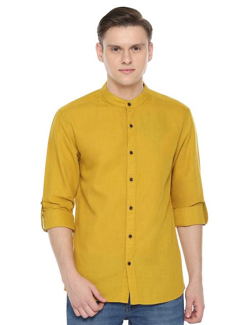 yellow solid casual shirt - 16657004 - Very Small Image - 1