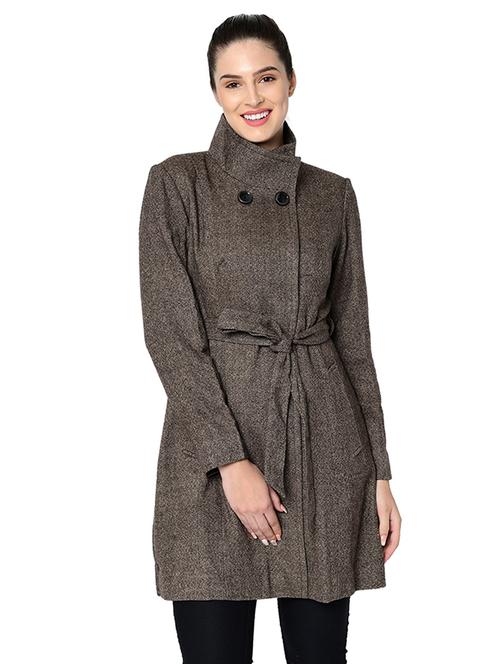 tie knot long sleeved overcoat coat - 16657606 - Very Small Image - 1