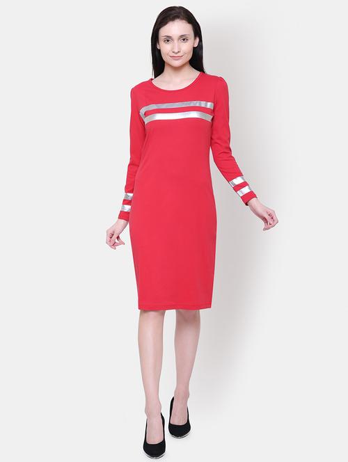 contrast detail solid sheath dress - 16658137 - Very Small Image - 1