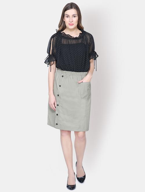 tie up sleeved color block a-line dress - 16658139 - Very Small Image - 1