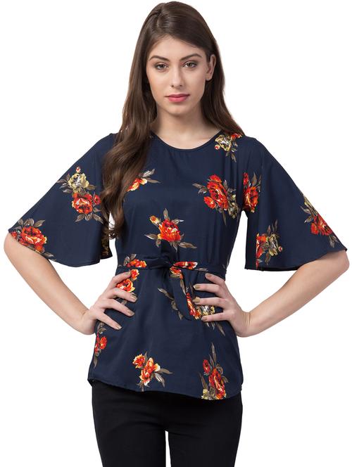 tie knot floral top - 16658256 - Very Small Image - 1