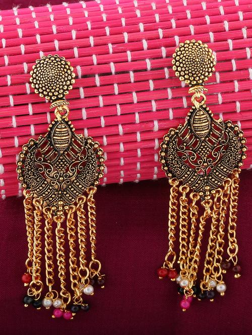 multi colored metal drop earring - 16658788 - Very Small Image - 1